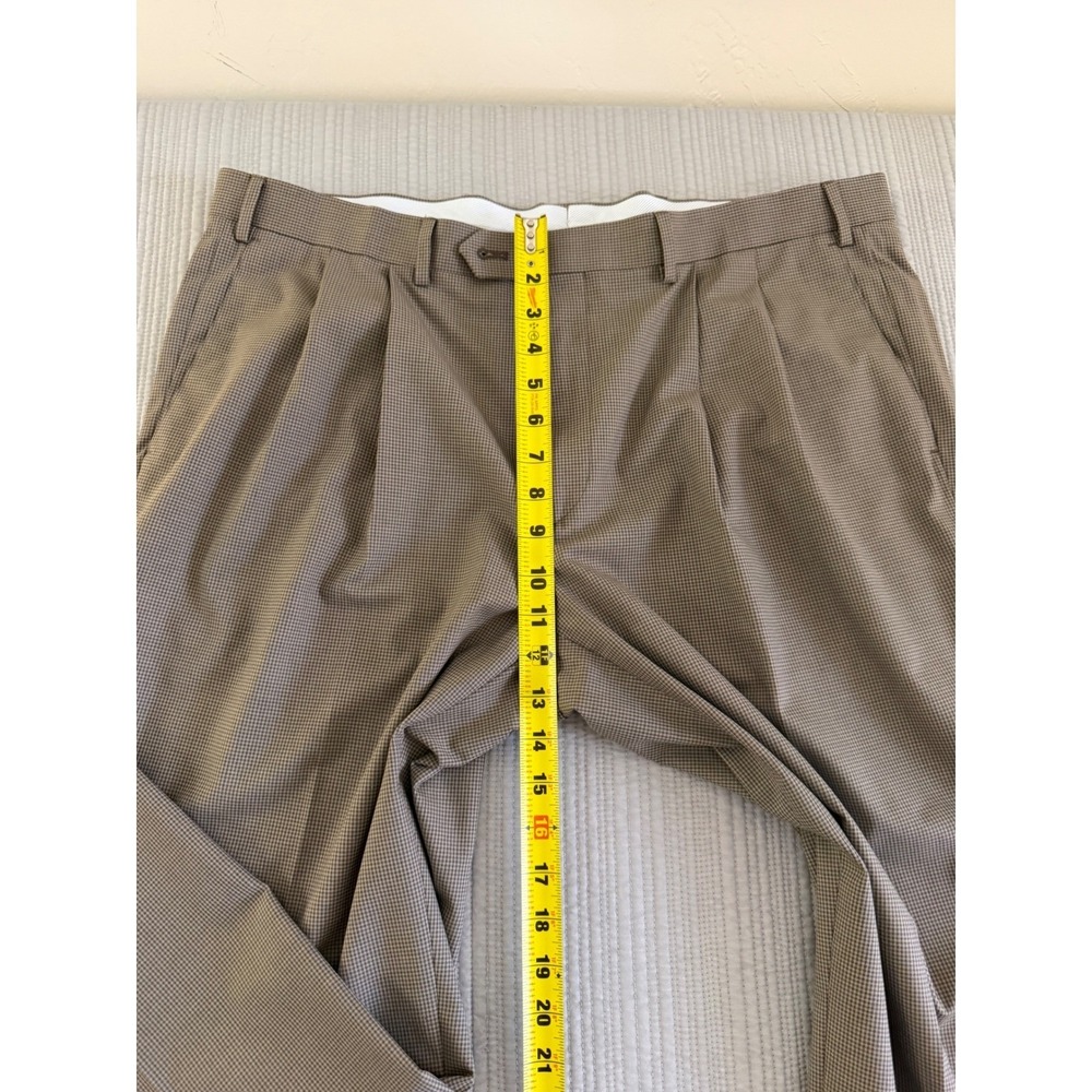 Ralph Lauren Mens Size 38/30 Brown Houndstooth Pleated Cuffed Dress Pants Slacks - Picture 8 of 16